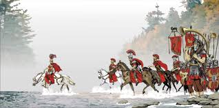Julius Caesar crossing the Rubicon River