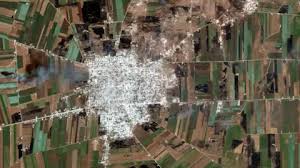 Burned farmland during the Syrian civil war